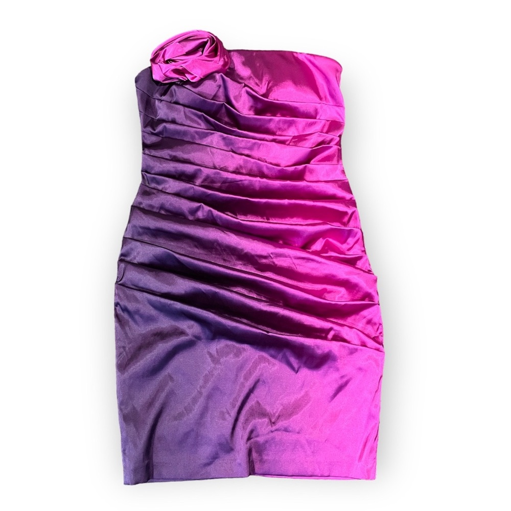 Alfabeta Ombré Ruched Strapless Dress size S Purple Pink Party Prom